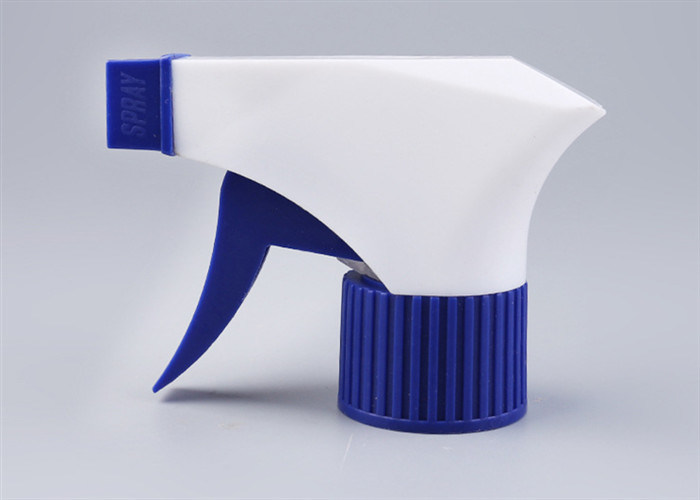 Empty Blue / White Spray Bottle Cap , Racheted Closure Hand Pump Water