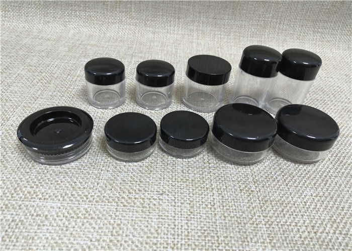 Empty Sealable Plastic Jars , Black Cap Small Plastic Makeup Containers