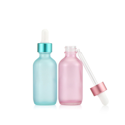 Semi Transparent Blue Pink Glass Dropper Empty Essential Oil Bottle 30ml