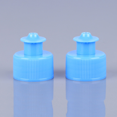 PET Cosmetic Bottle Caps Blue 28mm Push Pull Cap No Leakage