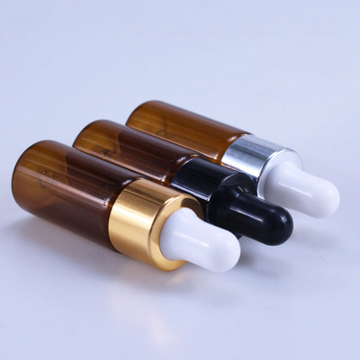 Cosmetics 10ml 15ml 20ml Brown Glass Dropper Bottle For Essential Oil