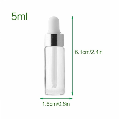 Silver Mini 5ml Essential Oil Bottles OEM ODM Glass Dropper Bottles