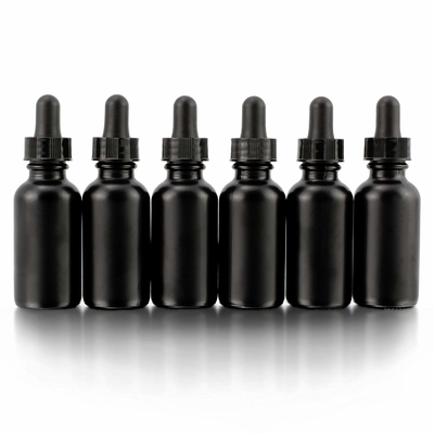 Cosmetic 30ml Eye Black Glass Bottle With Dropper Non Spill