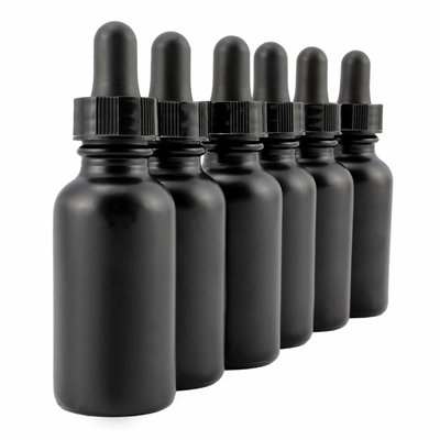 Cosmetic 30ml Eye Black Glass Bottle With Dropper Non Spill