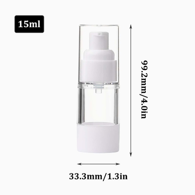 Plastic PP 15ml White Airless Pump Bottle Packaging Cosmetic