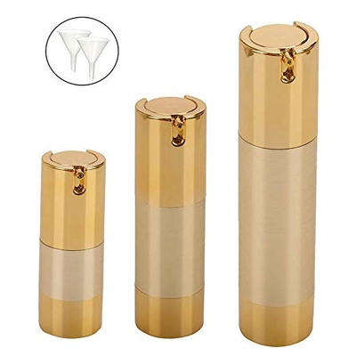 UV Technical Small Gold Airless Pump Bottles 15ml 30ml 50ml