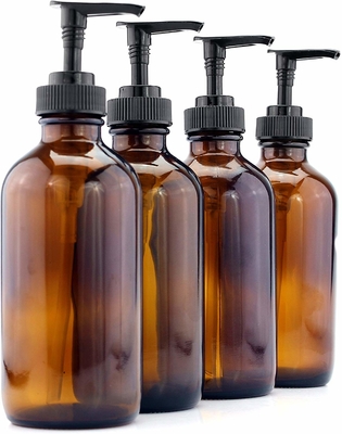 PET Brown 500ml Plastic Lotion Bottle With 28MM Black Pump
