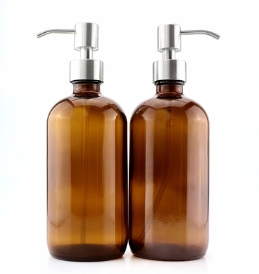 500ML Brown Glass Lotion Bottles With 28mm Pump Dispenser