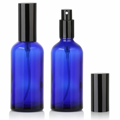 LinDeer 50ml Blue Glass Pump Cosmetic Spray Bottle With Black Mist Sprayer