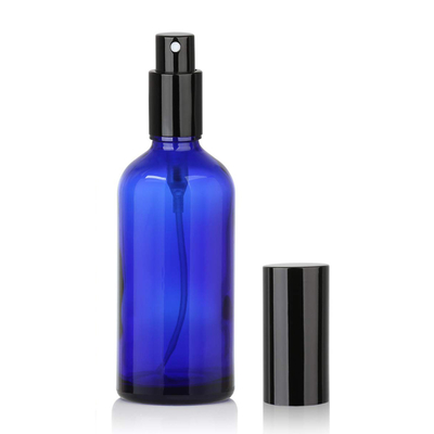 LinDeer 50ml Blue Glass Pump Cosmetic Spray Bottle With Black Mist Sprayer